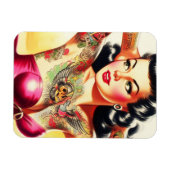 Retro-Tätowierte Pin-Up Magnet (Horizontal)