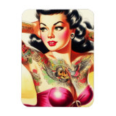 Retro-Tätowierte Pin-Up Magnet (Vertikal)