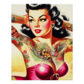 Retro-Tätowierte Pin-Up Poster (Vorderseite)