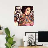 Retro tätowierte Pin-up Poster (Heimbüro)