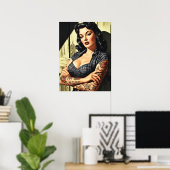 Retro tätowierte Pin-up Poster (Heimbüro)