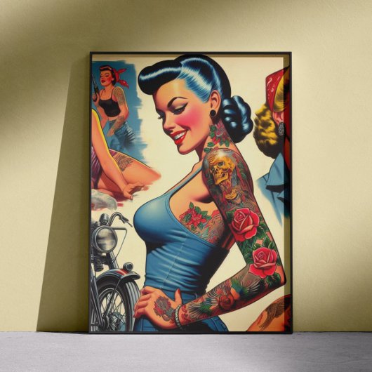 Retro-Tätowierte Pin-up Poster