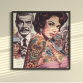 Retro tätowierte Pin-up Poster