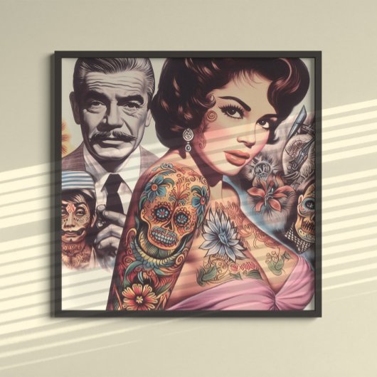 Retro tätowierte Pin-up Poster