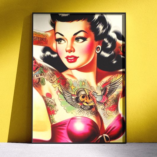 Retro-Tätowierte Pin-Up Poster
