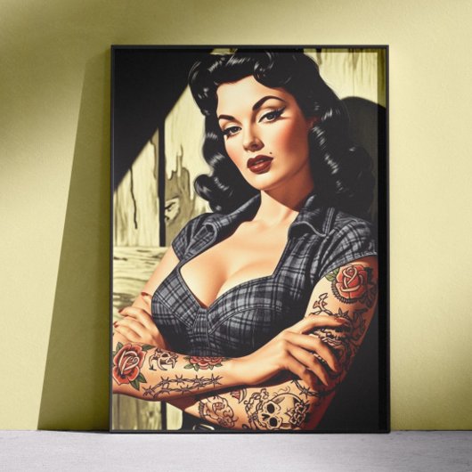 Retro tätowierte Pin-up Poster