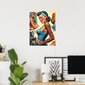 Retro-Tätowierte Pin-up Poster (Heimbüro)