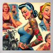 Retro-Tätowierte Pin-up Poster (Vorne)