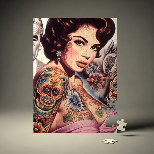 Retro-Tätowierte Pin-up Puzzle