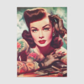 Retro tätowierte Pin-up Seidenpapier (Vorderseite)