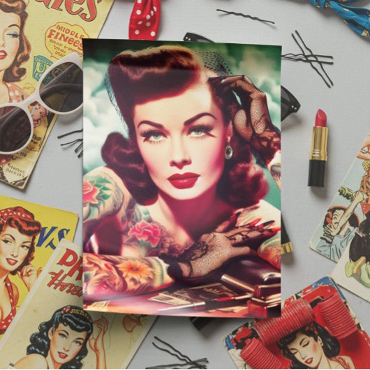 Retro tätowierte Pin-up Seidenpapier