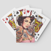 Retro tätowierte Pin-up Spielkarten (Rückseite)
