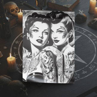 Retro-Tätowierte Pin-ups Feiertagspostkarte