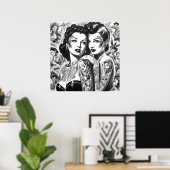 Retro-Tätowierte Pin-ups Poster (Heimbüro)