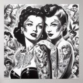 Retro-Tätowierte Pin-ups Poster (Vorne)