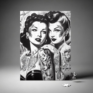 Retro-Tätowierte Pin-ups Puzzle