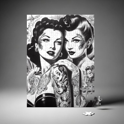 Retro-Tätowierte Pin-ups Puzzle