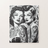 Retro-Tätowierte Pin-ups Puzzle (Vertikal)