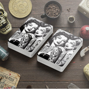 Retro-Tätowierte Pin-ups Spielkarten