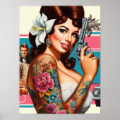 Retro-Tätowierte Pulp-Pin-up Poster (Vorne)