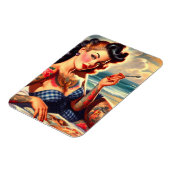 Retro-Tätowierte-Strand-Pin-up Magnet (Linke Seite)