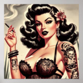 Retro Tatto Goth Girl Poster (Vorne)