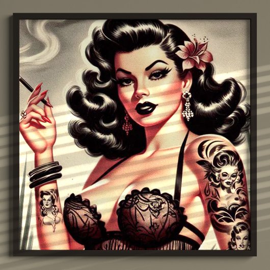 Retro Tatto Goth Girl Poster