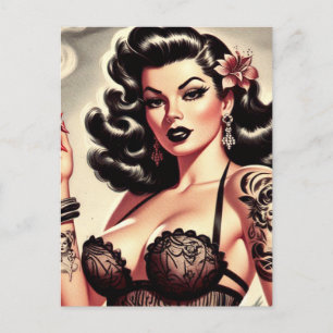 Retro Tatto Goth Girl Postkarte
