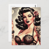 Retro Tatto Goth Girl Postkarte (Vorne/Hinten)