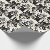 Retro Tattoed Goth Button-up Geschenkpapier (Ecke)