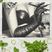 Retro Tattoed Goth Button-up Geschirrtuch (Gefaltet)