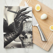 Retro Tattoed Goth Button-up Geschirrtuch (Viertel Falte)