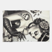 Retro Tattoed Goth Button-up Geschirrtuch (Horizontal)