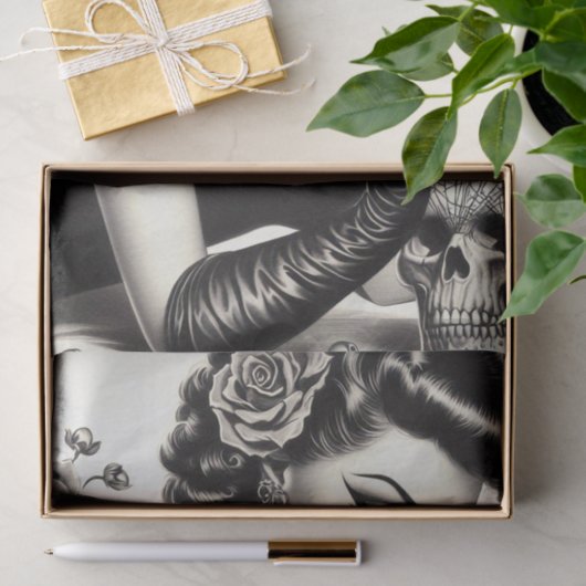 Retro Tattoed Goth Button-up Seidenpapier (Geschenk)