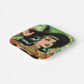 Retro Tattoed Hexe Comic Pappteller (Gewinkelt)