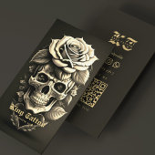 Retro Tattoo Artist Skull Tattooist Black Sand Visitenkarte
