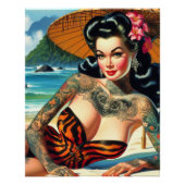 Retro Tattoo Beach Pin-up Poster (Vorderseite)