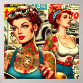 Retro Tattoo Button-Ups-Comicen Poster (Vorne)