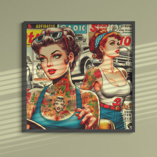 Retro Tattoo Button-Ups-Comicen Poster