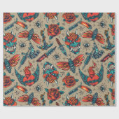 Retro Tattoo Design Geschenkpapier (Flach)