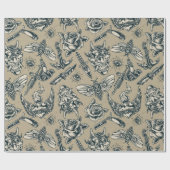 Retro Tattoo Design Geschenkpapier (Flach)