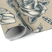 Retro Tattoo Design Geschenkpapier (Rolleneckpunkt)