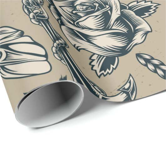 Retro Tattoo Design Geschenkpapier (Rolleneckpunkt)