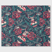 Retro Tattoo Design Geschenkpapier (Flach)