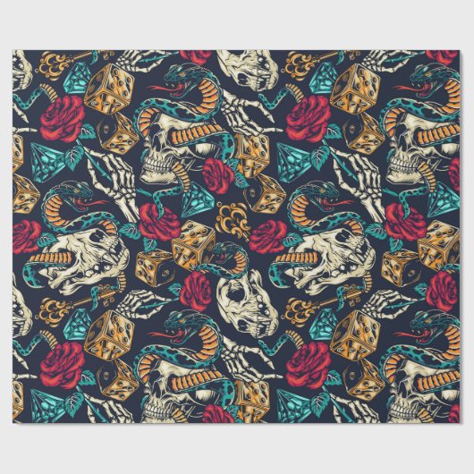 Retro Tattoo Design Geschenkpapier (Flach)