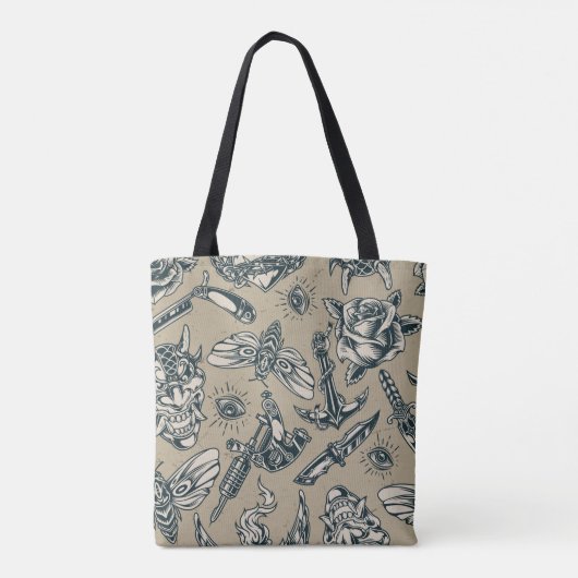 Retro Tattoo-Design Tasche (Rückseite)