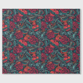 Retro Tattoo Design Wrapping Paper Geschenkpapier (Flach)