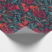 Retro Tattoo Design Wrapping Paper Geschenkpapier (Ecke)