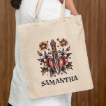 Retro Tattoo Heart Dagger Vintag Bachelorette Tragetasche<br><div class="desc">Retro Tattoo Heart Dagger Vintag Bachelorette Tote Bag</div>