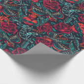 Retro Tattoo Muster Geschenkpapier (Ecke)